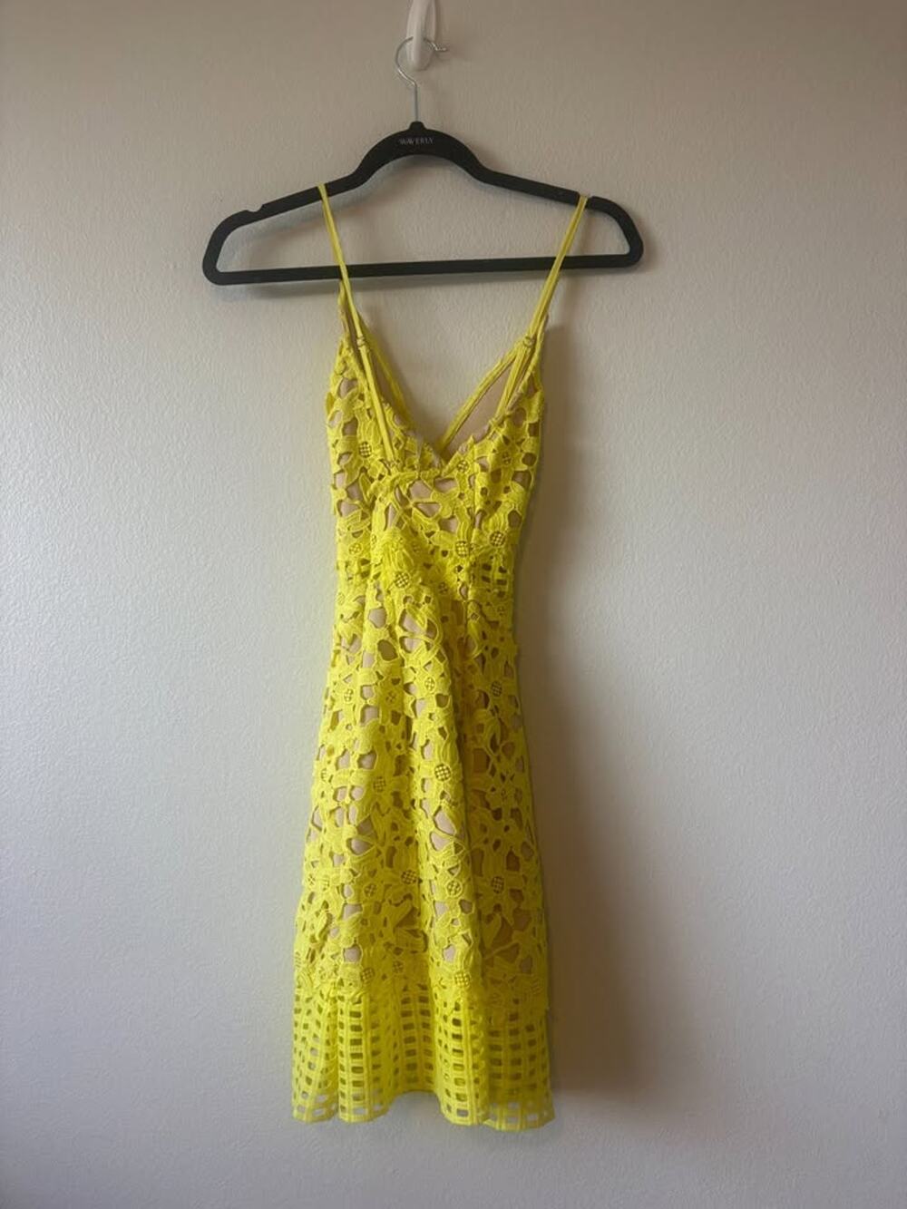 Lovers + Friends Yellow Crochet Lace Midi Dress - S
